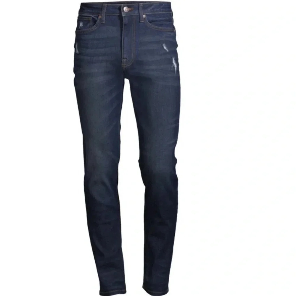 NEW MENS NO BOUNDARIES SLIM FIT STRAIGHT BLUE STRETCH JEANS PANTS DARK WASH